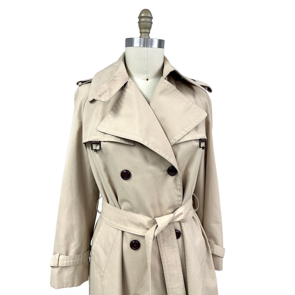 70s VTG Etienne Aigner Trench Coat Double Breasted Fully Lined Belted  Womens L - Picture 3 of 16
